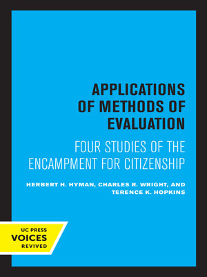 cover image of Applications of Methods of Evaluation